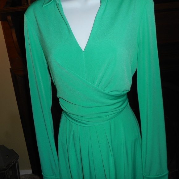 Vince Camuto mint green faux wrap long sleeve dress, 6 - Picture 7 of 12